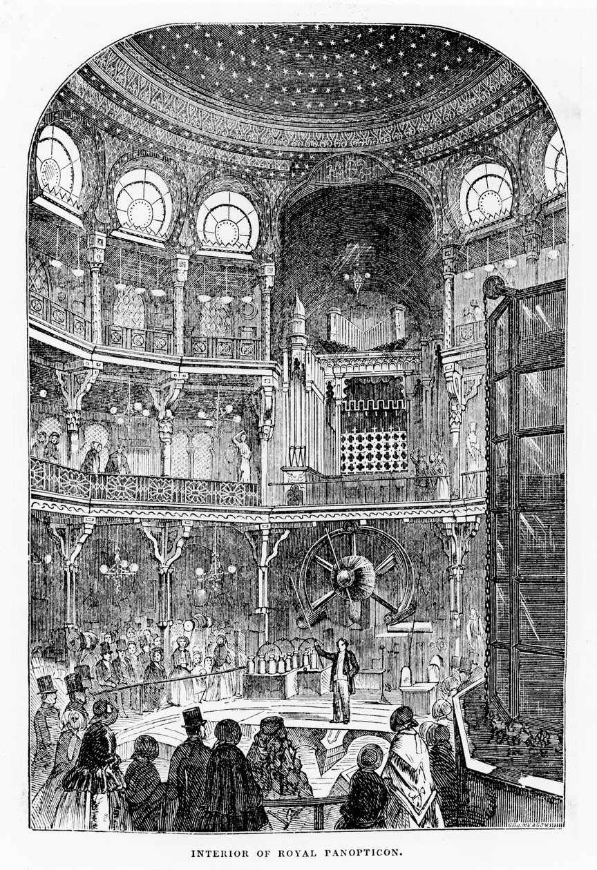 विज्ञान और कला के रॉयल पैनोप्टीकॉन का दृश्य, c.1855 (लिथोग्राफ) द्वारा अंग्रेजी स्कूल