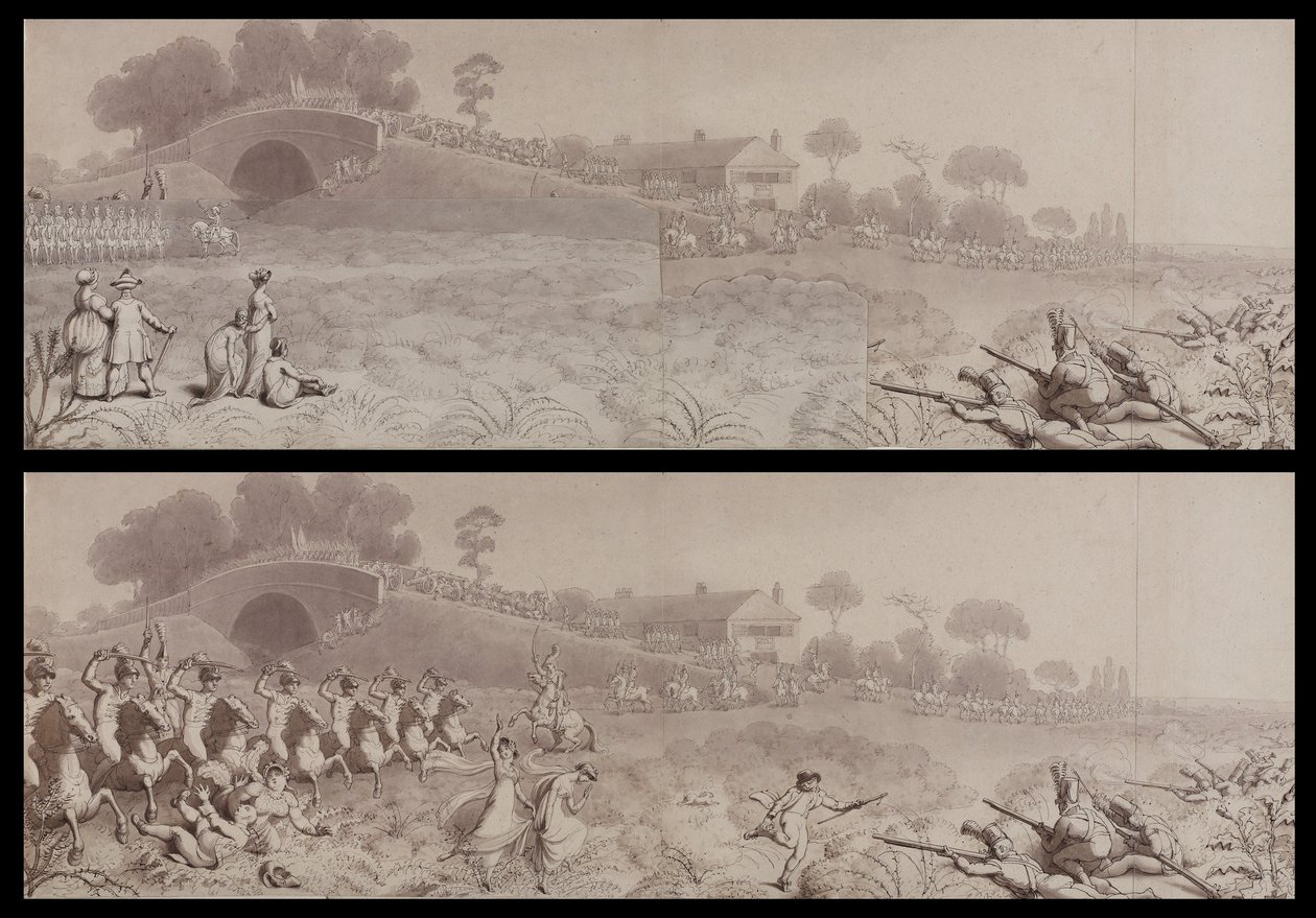 वर्मवुड स्क्रब में मेटर टैवर्न और मेटर ब्रिज, हैमरस्मिथ, c.1800 (कागज पर धोएं) की स्वयंसेवी समीक्षा द्वारा अंग्रेजी स्कूल