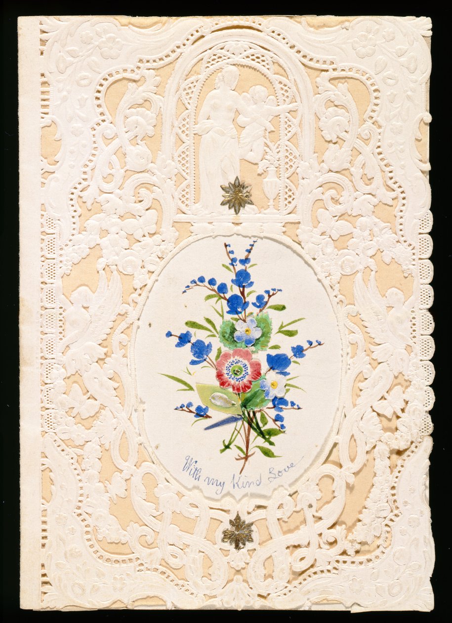 माय काइंड लव, वेलेंटाइन कार्ड, c.1858 (कागज पर रंग लिथो) द्वारा अंग्रेजी स्कूल