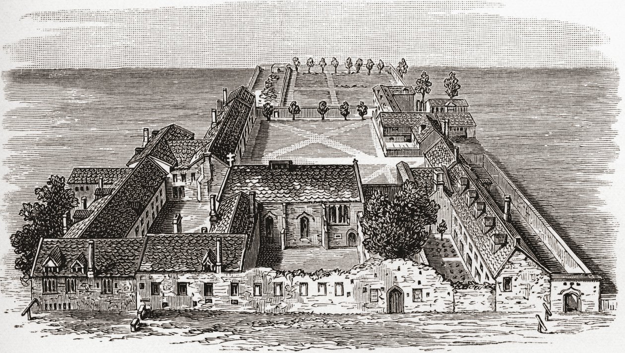 वॉर्सेस्टर कॉलेज, पूर्व में ग्लूसेस्टर हॉल, ऑक्सफोर्ड c.1673, जे आर ग्रीन द्वारा &39;द ए शोर्ट हिस्ट्री ऑफ द इंग्लिश पीपल&39;, 1893 से प्रकाशित द्वारा अंग्रेजी स्कूल