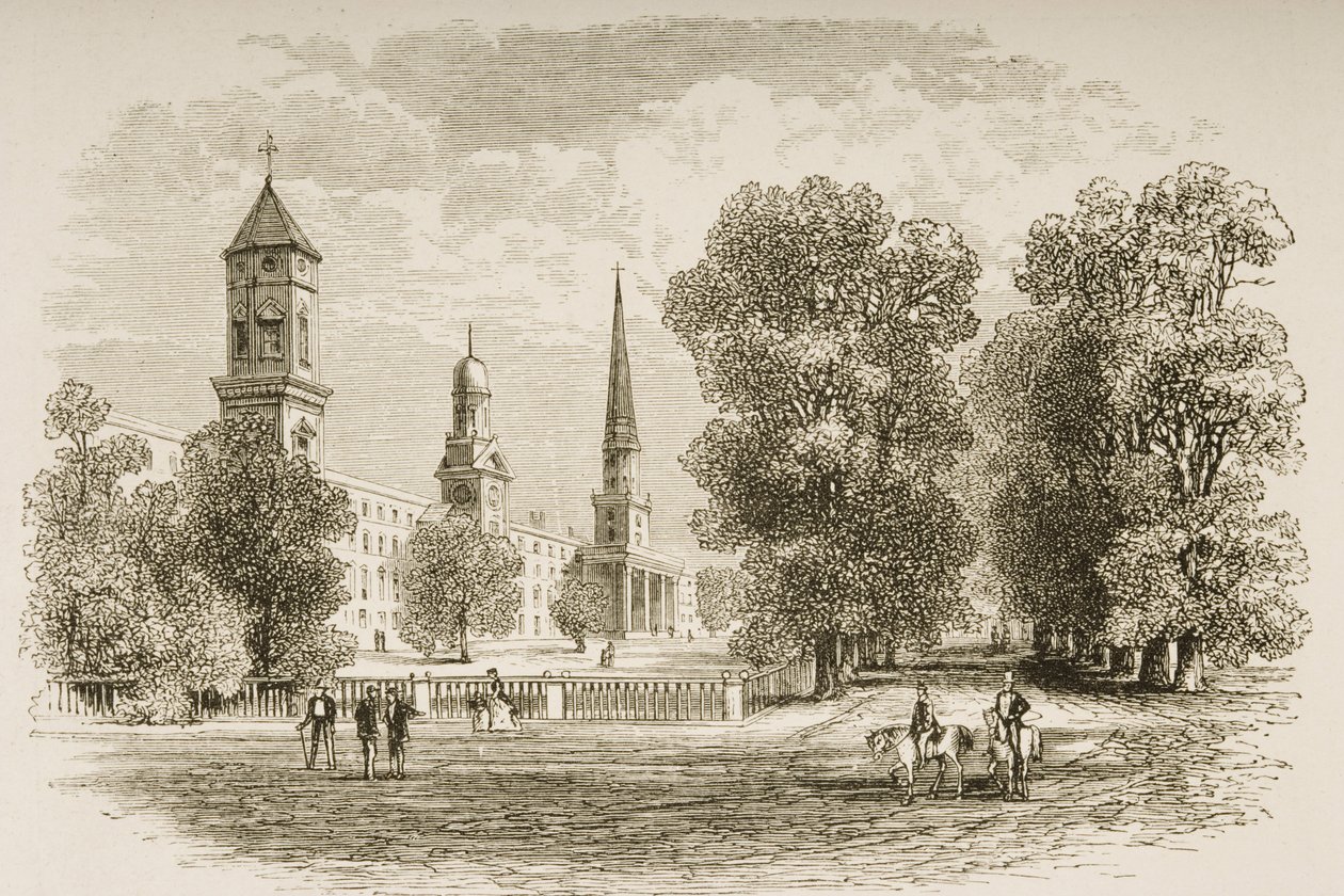 येल कॉलेज, न्यू हेवन, सी .1870 में, धार्मिक ट्रैक्ट सोसाइटी, 1876 द्वारा प्रकाशित &39;अमेरिकन पिक्चर्स&39; से द्वारा अंग्रेजी स्कूल