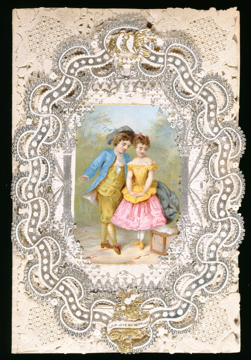 आपका प्यार मेरी खुशी, वेलेंटाइन कार्ड, c.1870 (कागज पर रंग लिथो) द्वारा अंग्रेजी स्कूल