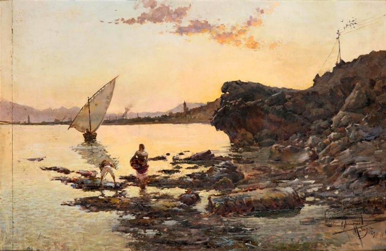 Playa de Malaga al atardecerRoyal समुद्र तट और शाम द्वारा एनरिक सिमोनेट