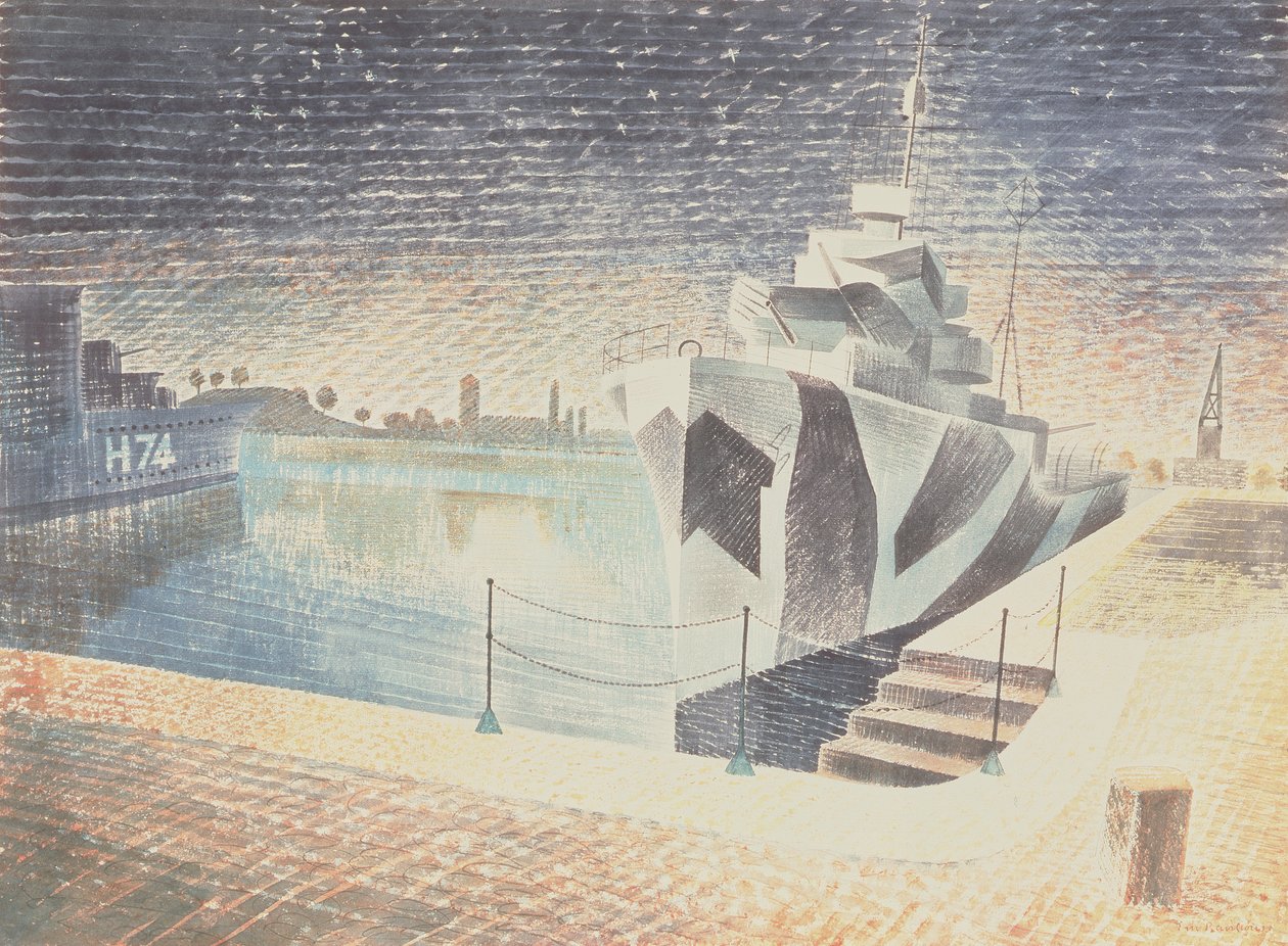 रात में विध्वंसक, c.1942 द्वारा एरिक Ravilious