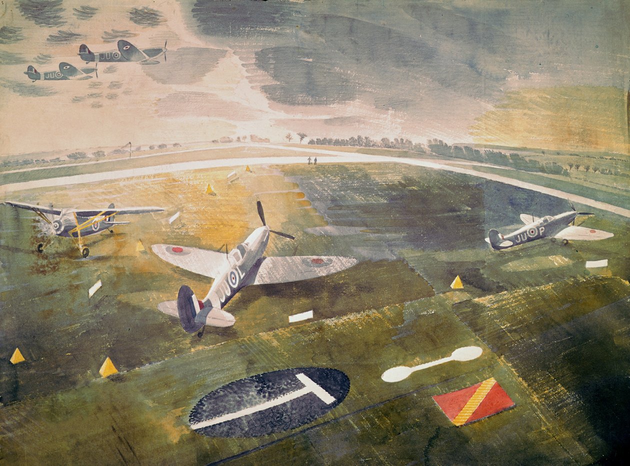 आरएएफ विमान एक हवाई क्षेत्र पर, 1942 द्वारा एरिक Ravilious