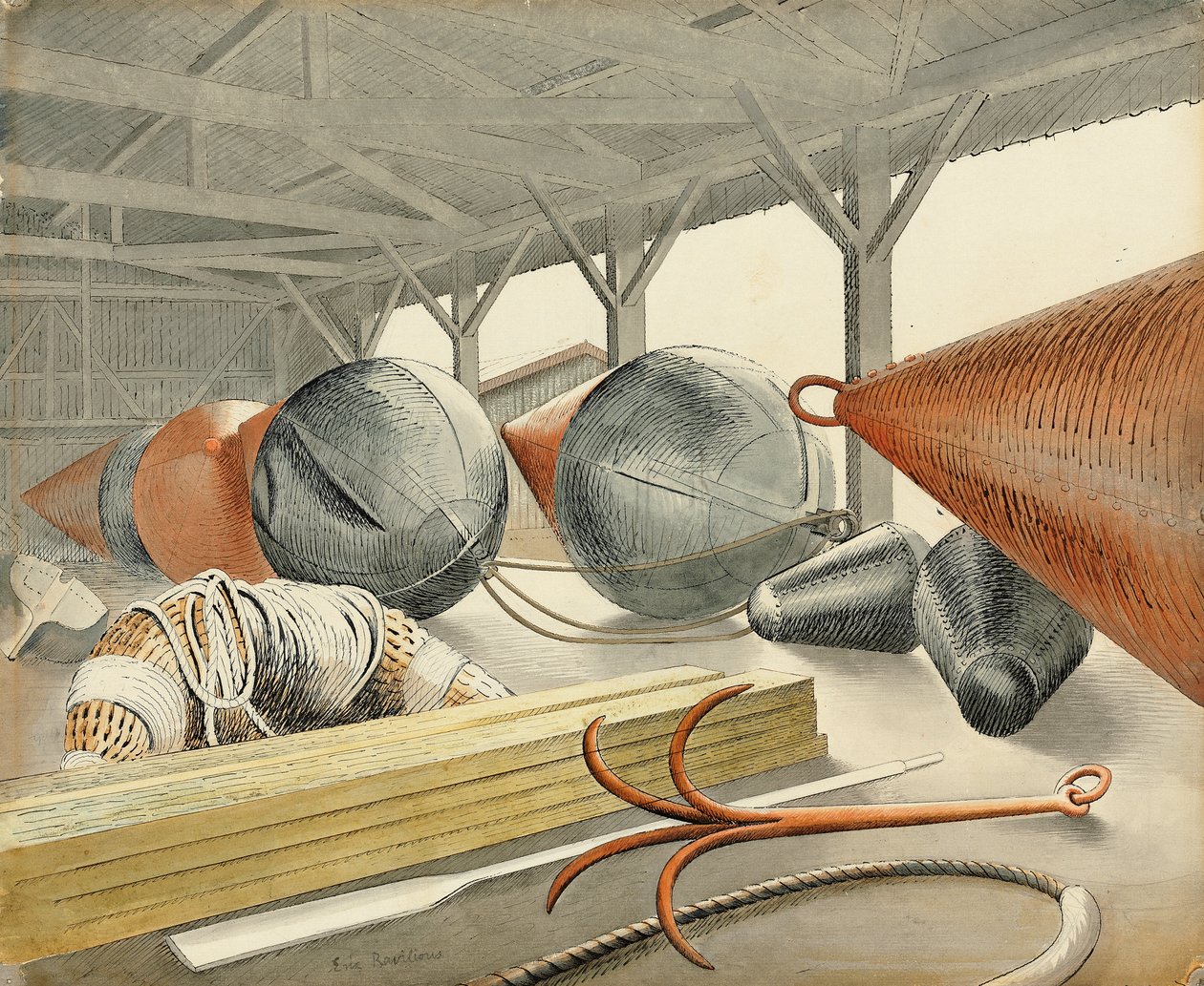 बुयस और ग्रेपलिंग हुक, 1933 द्वारा एरिक Ravilious
