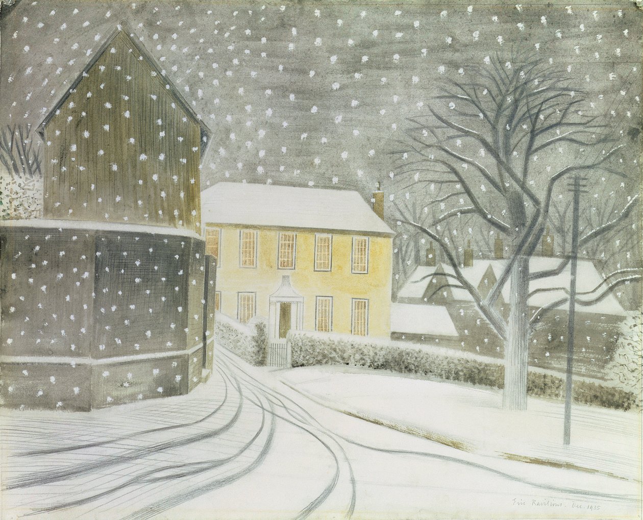 हाल्टड रोड स्नो में द्वारा एरिक Ravilious