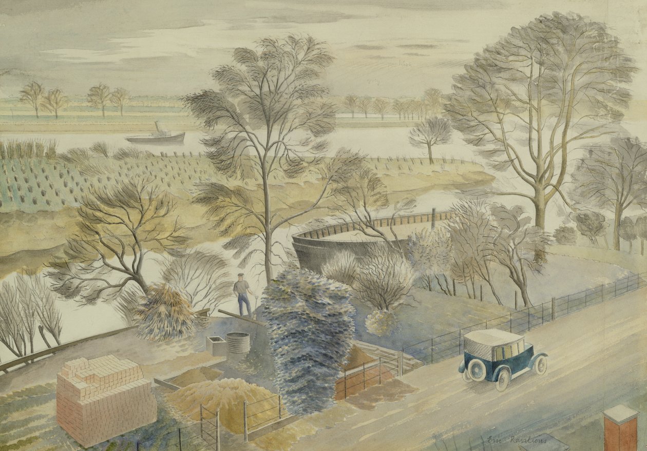 हैमरस्मिथ में टेम्स नदी द्वारा एरिक Ravilious