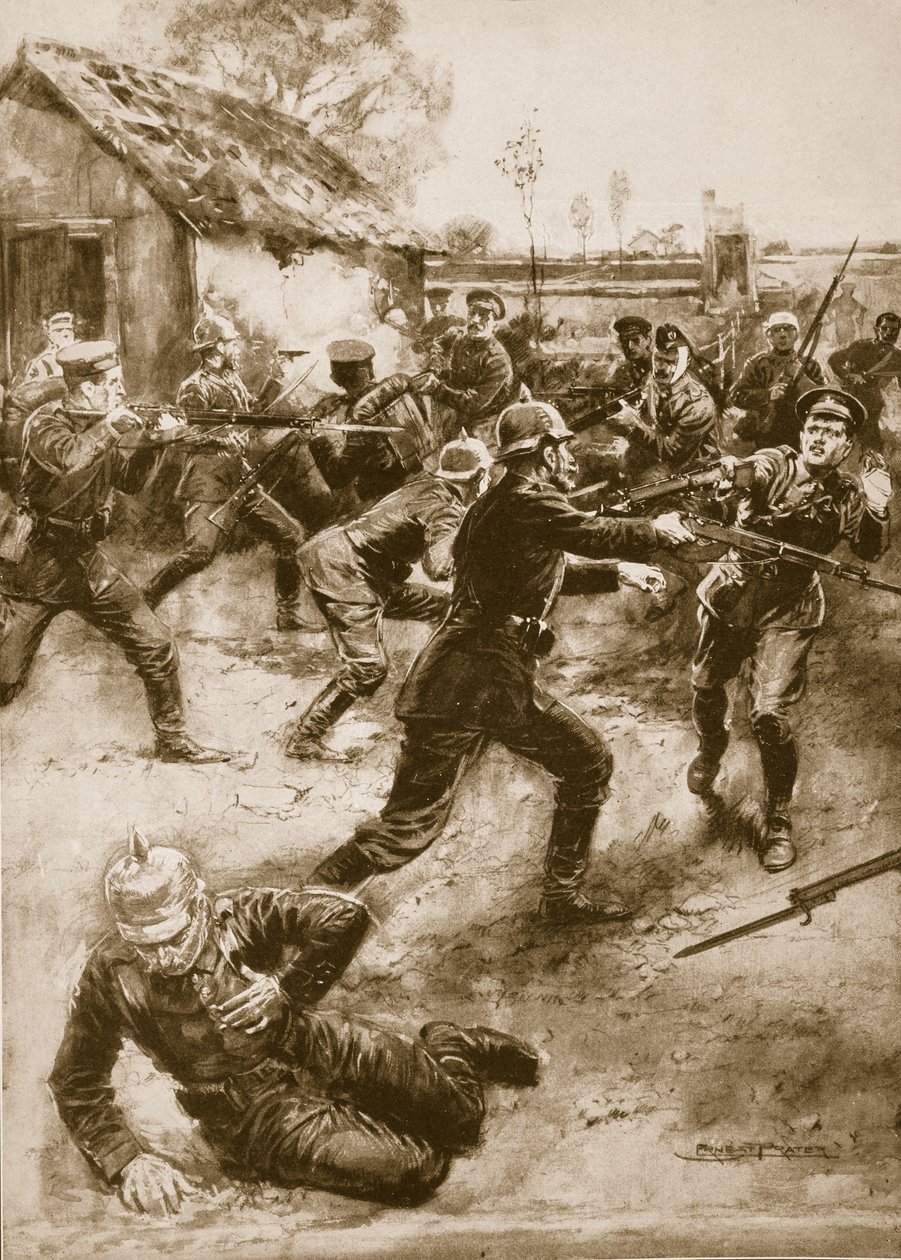 घायल सैनिकों ने यॉर्कशायर लाइट इन्फैंट्री, 1914-19 के जर्मनों-वीरता विलेख को चार्ज किया द्वारा अर्नेस्ट प्रेटर