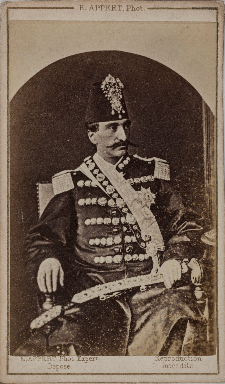 Portrait of Nasser al-Din Shah Qajar 1831-1896, Shahanshah of Persia, c. 1870.  द्वारा अर्नेस्ट चार्ल्स एपर्ट