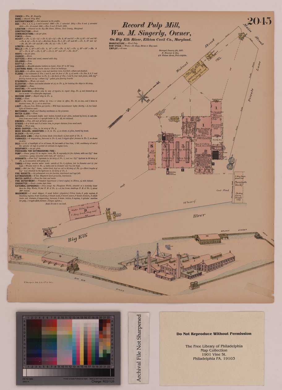 रिकॉर्ड पल्प मिल, एल्कटन, मैरीलैंड, हेक्सामेयर जनरल सर्वे, 1808 द्वारा अर्नेस्ट हेक्सामर