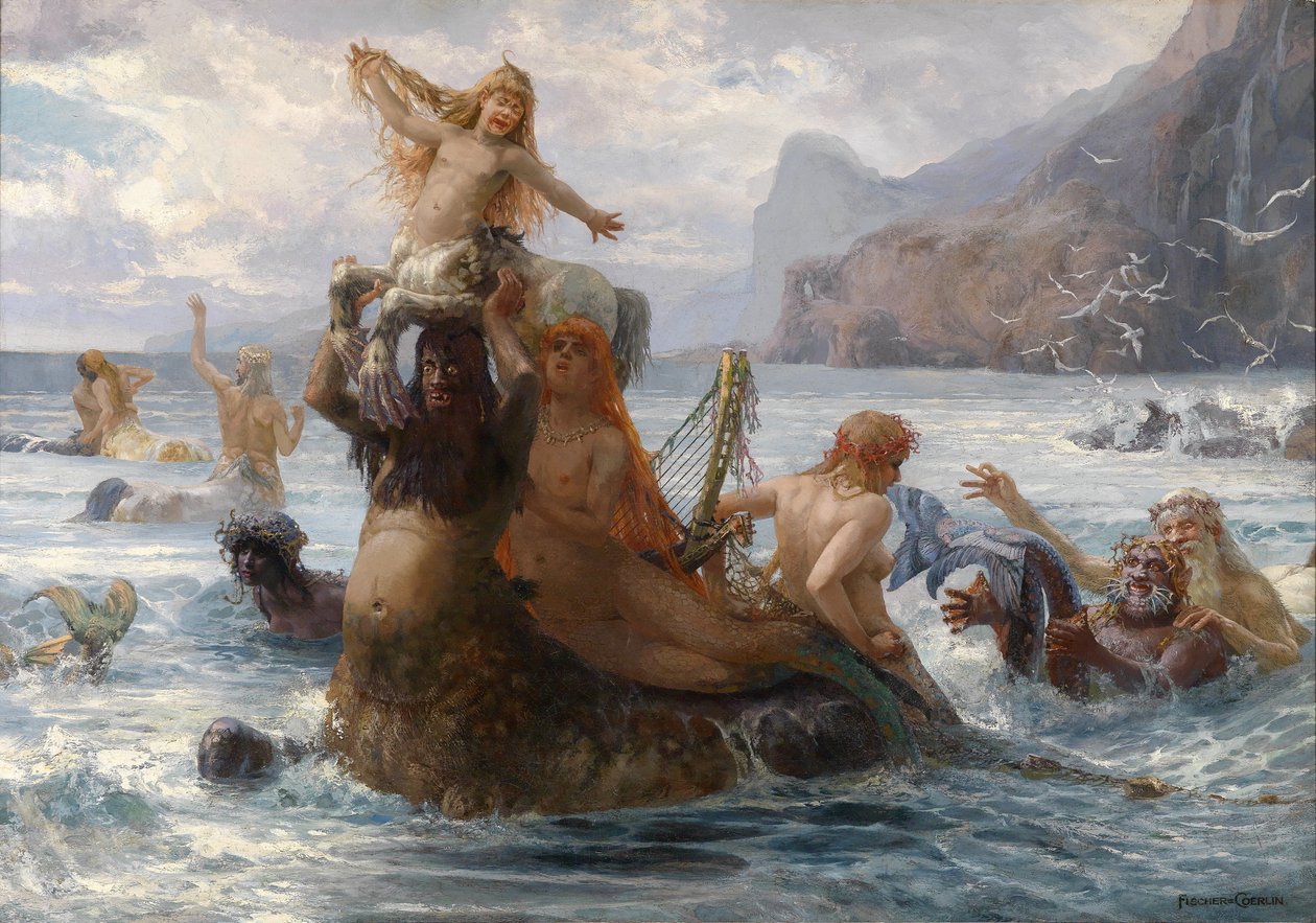 नहाते समय Mermaids और Centaurs द्वारा अर्नस्ट अल्बर्ट फिशर कोर्लिन