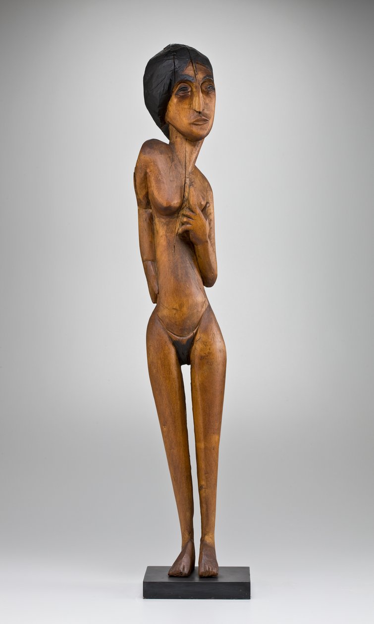 स्टैंडिंग फीमेल न्यूड, 1919 (तेल से सना हुआ चित्रित हार्डवुड) द्वारा अर्नस्ट लुडविग किरचनर