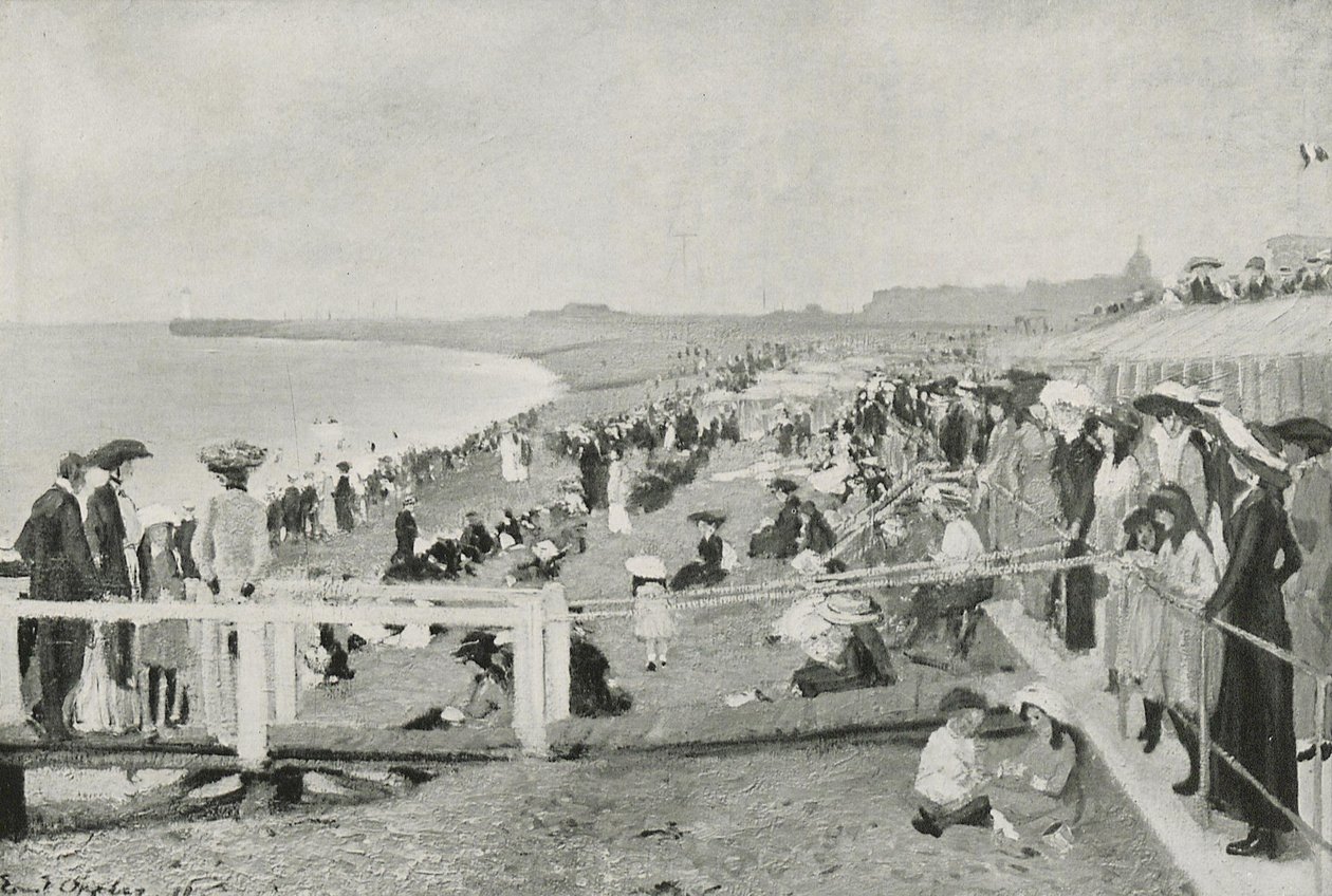 Dieppe में समुद्र तट जीवन द्वारा अर्नस्ट ओपलर