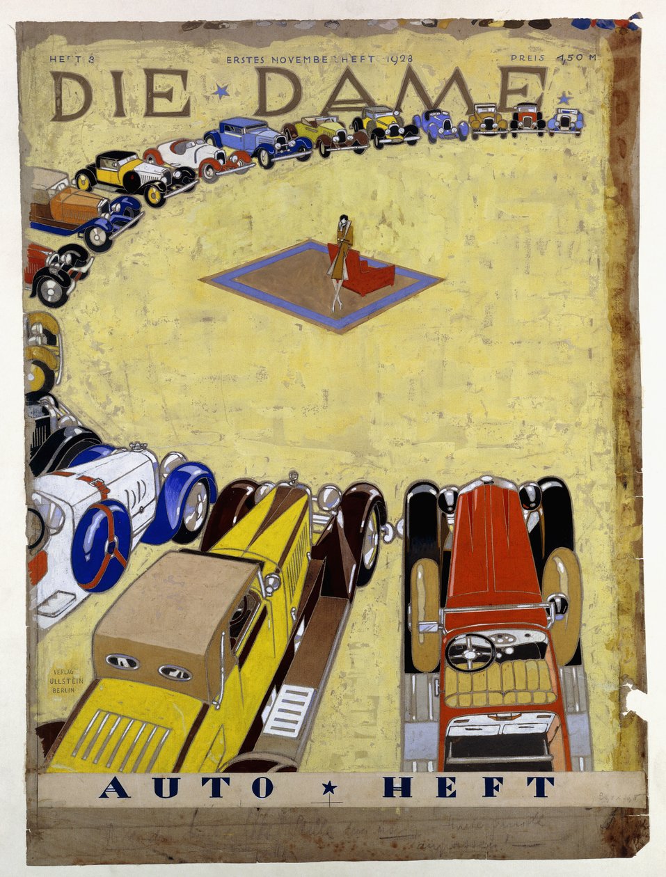 &39;डाई डेम ऑटो इश्यू फर्स्ट नवंबर इश्यू 1932&39; पत्रिका के लिए कवर डिजाइन द्वारा अर्न्स्ट जर्मन ड्राइडन