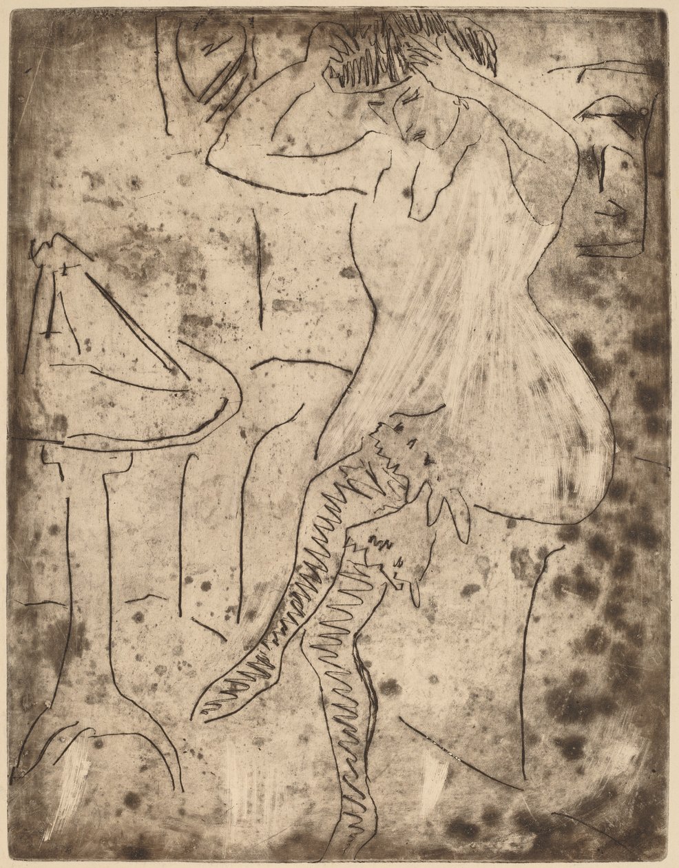 डोडो अरेंजिंग हर हेयर, 1909। द्वारा अर्नस्ट लुडविग किरचनर
