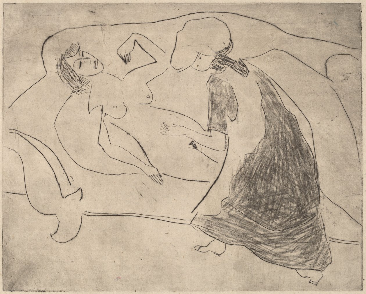 गर्ल, विथ अदर रबिंग हर बेली, 1910। द्वारा अर्नस्ट लुडविग किरचनर