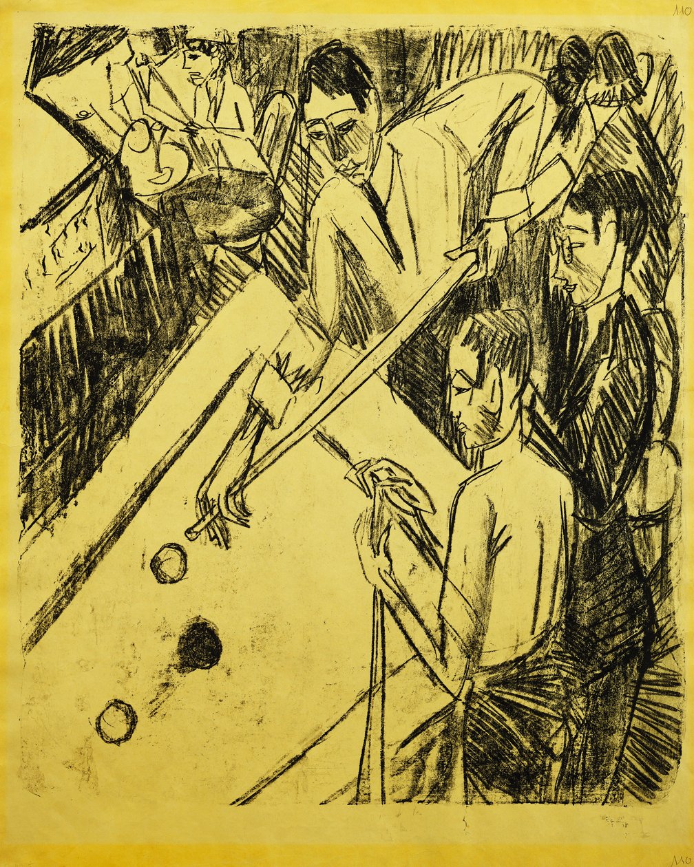 बिलियर्ड खिलाड़ी; बिलार्डपिलर, 1915 द्वारा अर्नस्ट लुडविग किरचनर