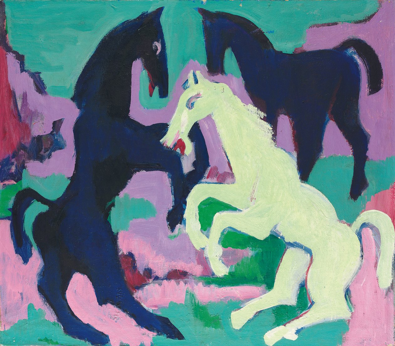 तीन घोड़े; तीन घोड़े, c.1923 द्वारा अर्नस्ट लुडविग किरचनर