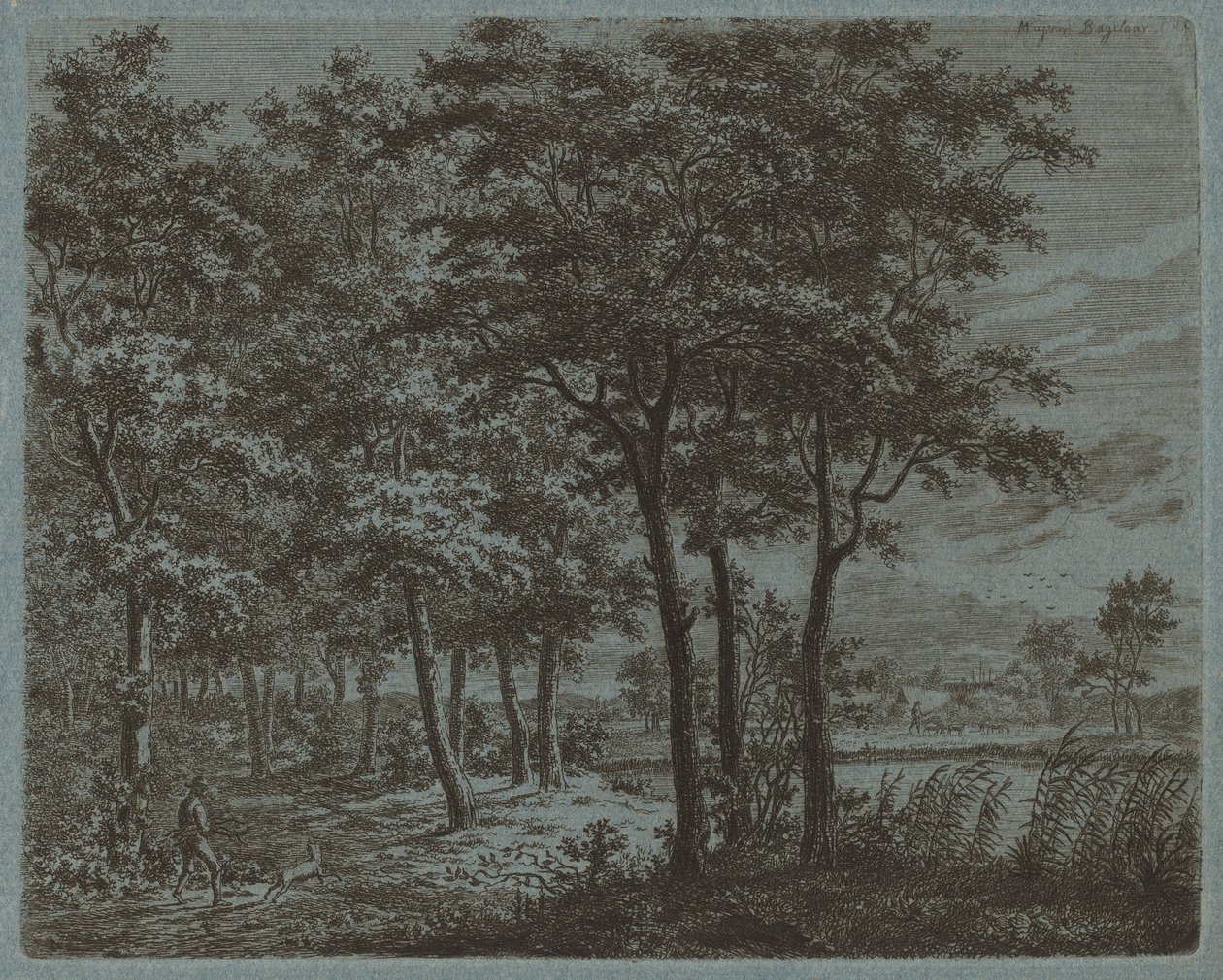 जलाऊ लकड़ी ले जाने वाले किसान के साथ लैंडस्केप, c. 1800. द्वारा अर्न्स्ट विलेम जान बगेलरी