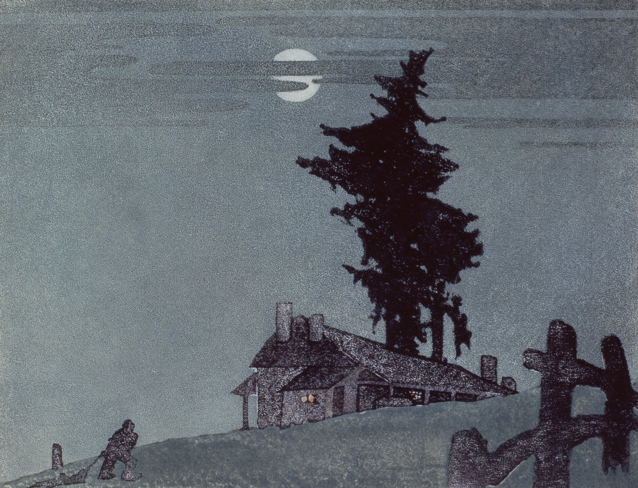 होमस्टेड, 1937 (लिनोकट) द्वारा एथलीन पामर