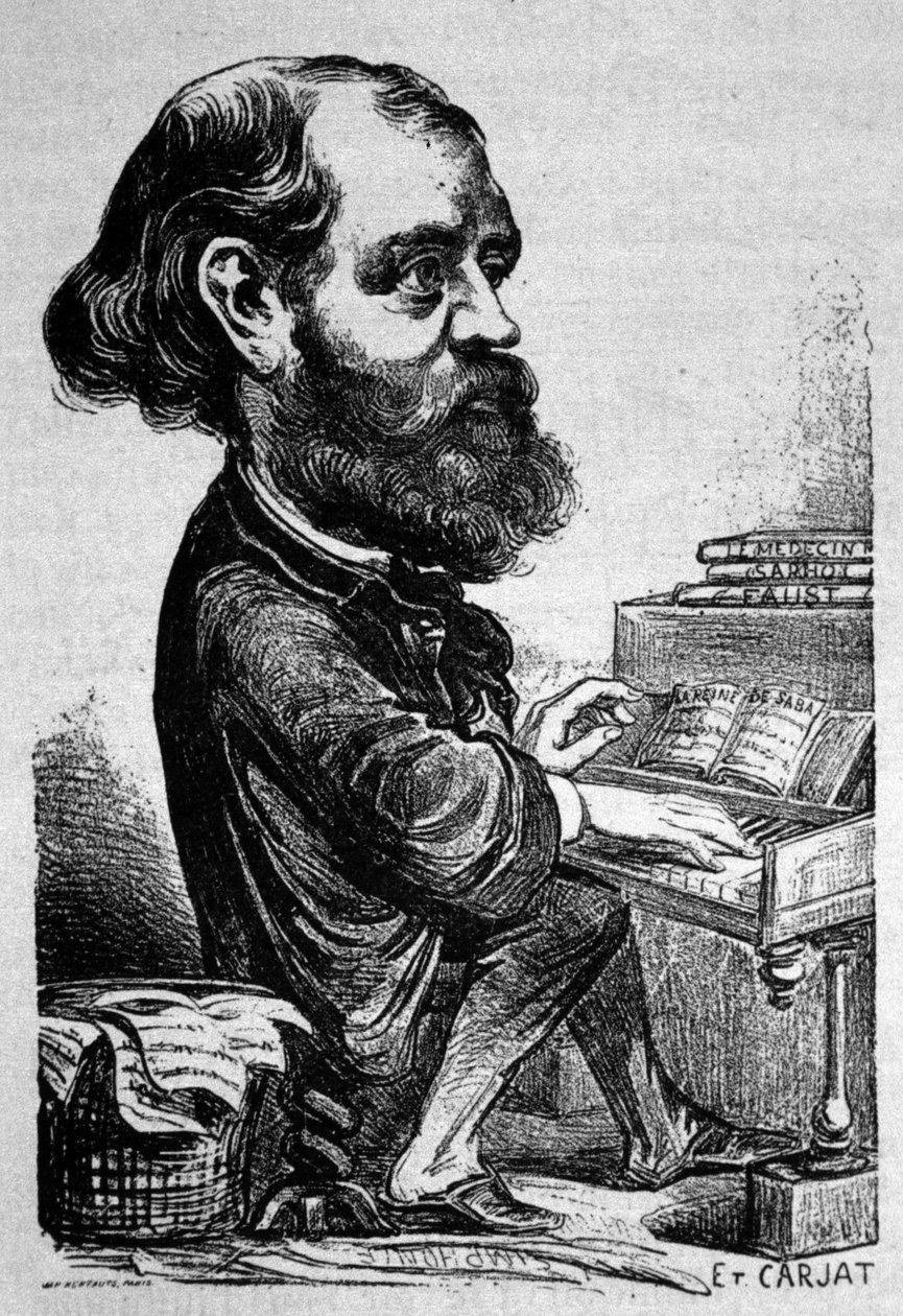 चार्ल्स गुनोद (1818 - 1893), फ्रांसीसी संगीतकार, एटिने कारजाट द्वारा कैरिकेचर। द्वारा एटिने कारजाटा