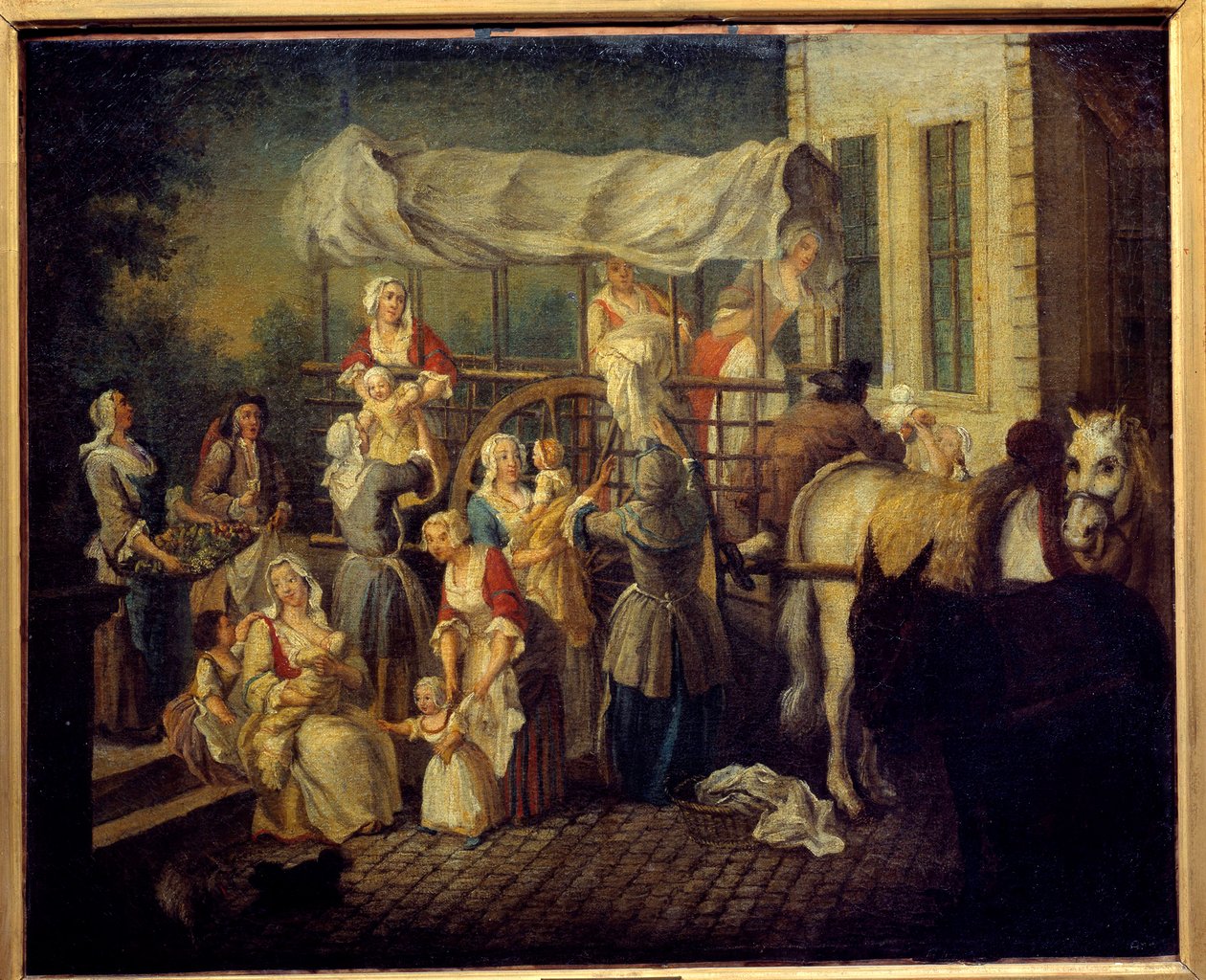 एटिने जेअरात (1699-1789) 18वीं सदी के लाओन, नगरपालिका संग्रहालय द्वारा नर्सों का आगमन द्वारा Éतिने ज्यूरत