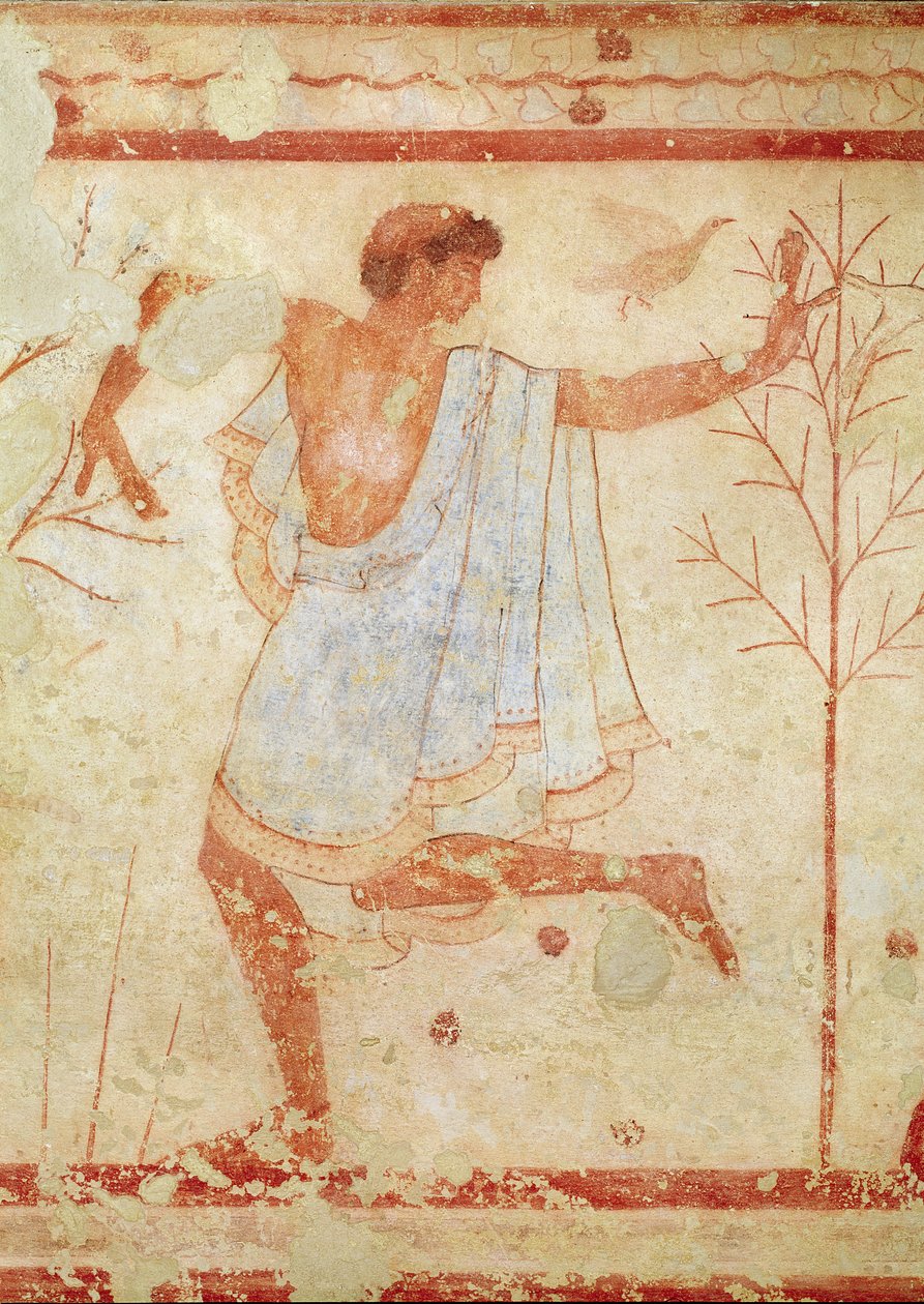 Triclinium के मकबरे से एक नीले अंगरखा में नर्तकी, c.470 ईसा पूर्व (दीवार पेंटिंग) द्वारा इट्रस्केन