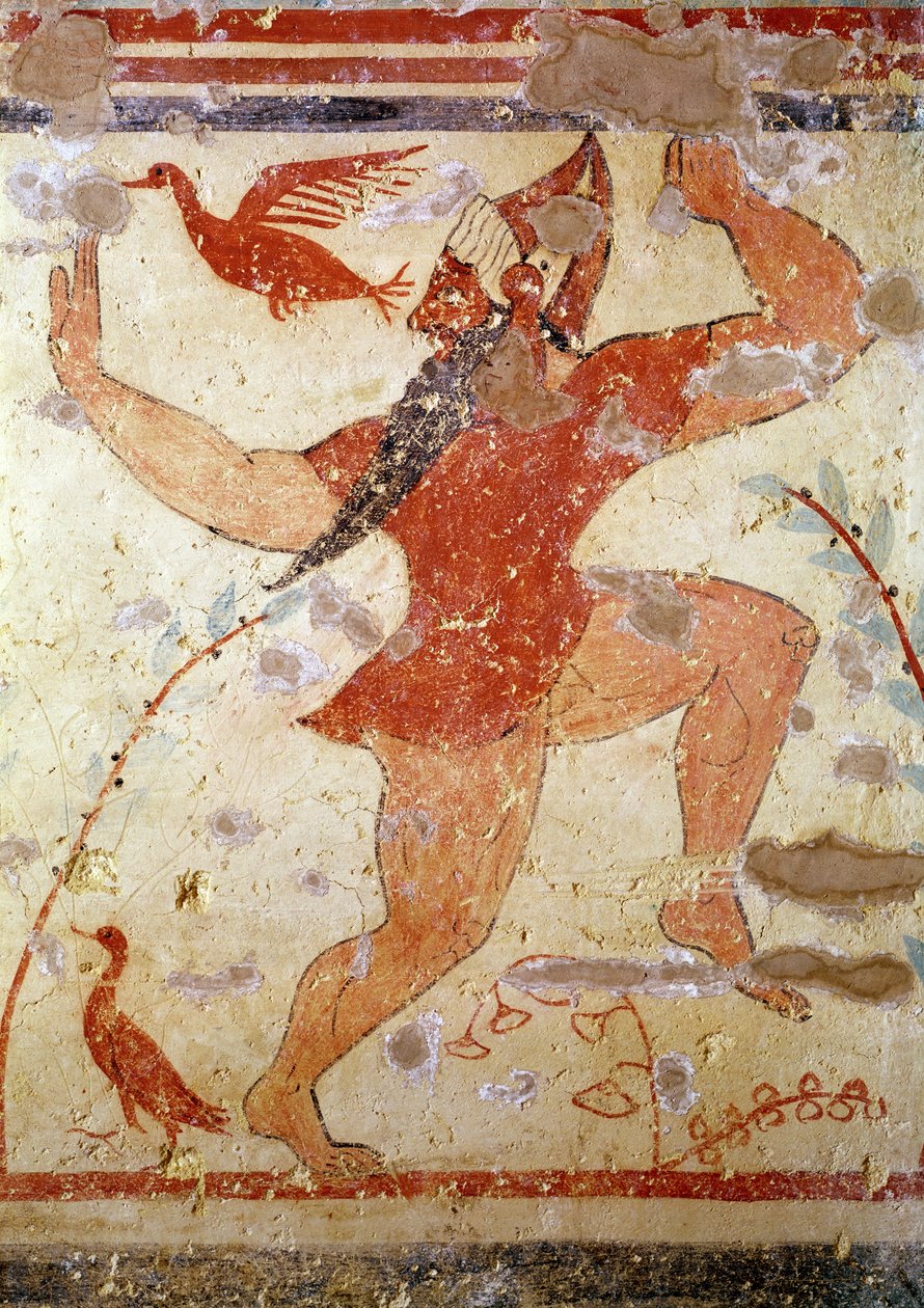 फुर्सू नृत्य, ऑगर्स के मकबरे से, c.530-520 ईसा पूर्व (दीवार पेंटिंग) द्वारा इट्रस्केन
