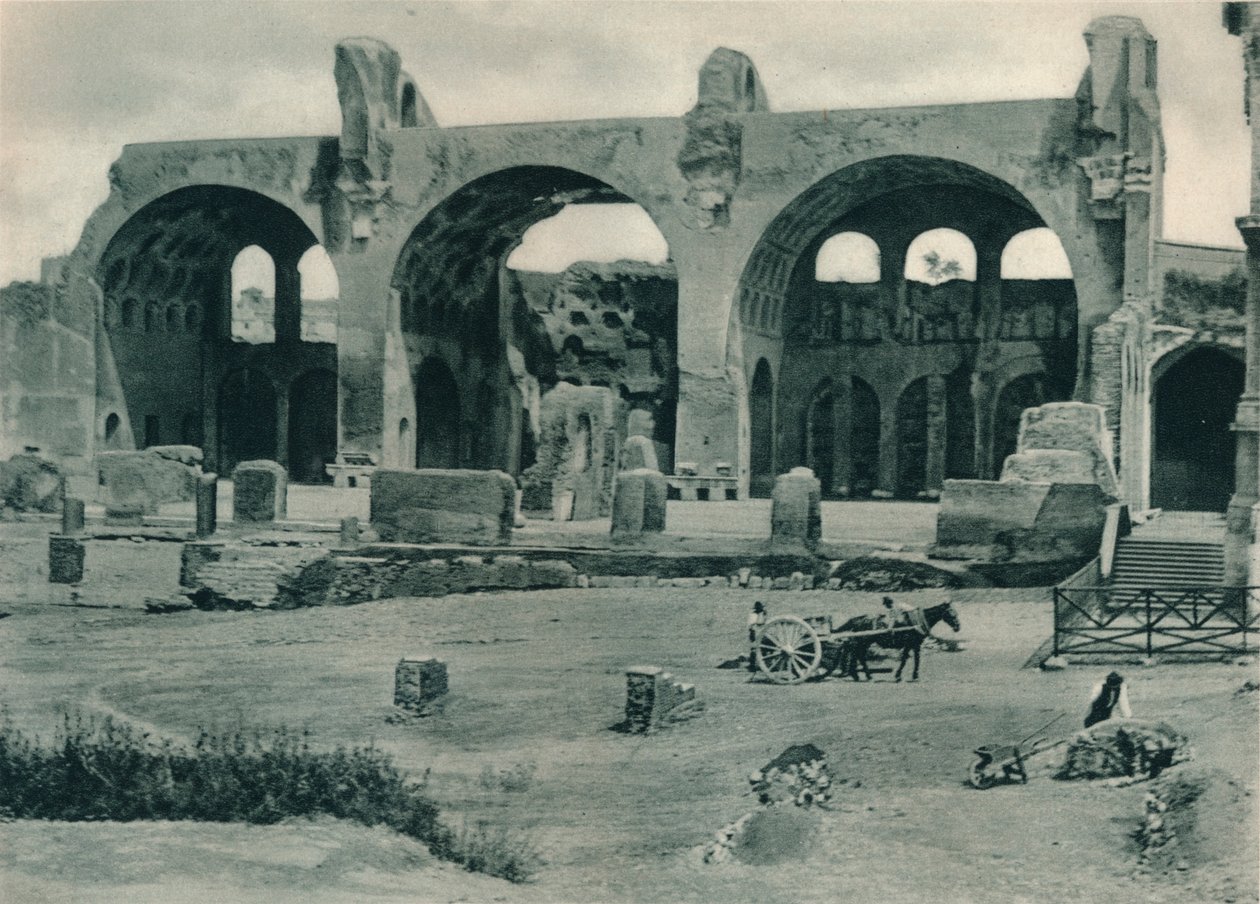 फोरम रोमिल, रोम, इटली, 1927 में बेसिलिका ऑफ मैक्सेंटियस एंड कांस्टेंटाइन द्वारा यूजेन पोपेल