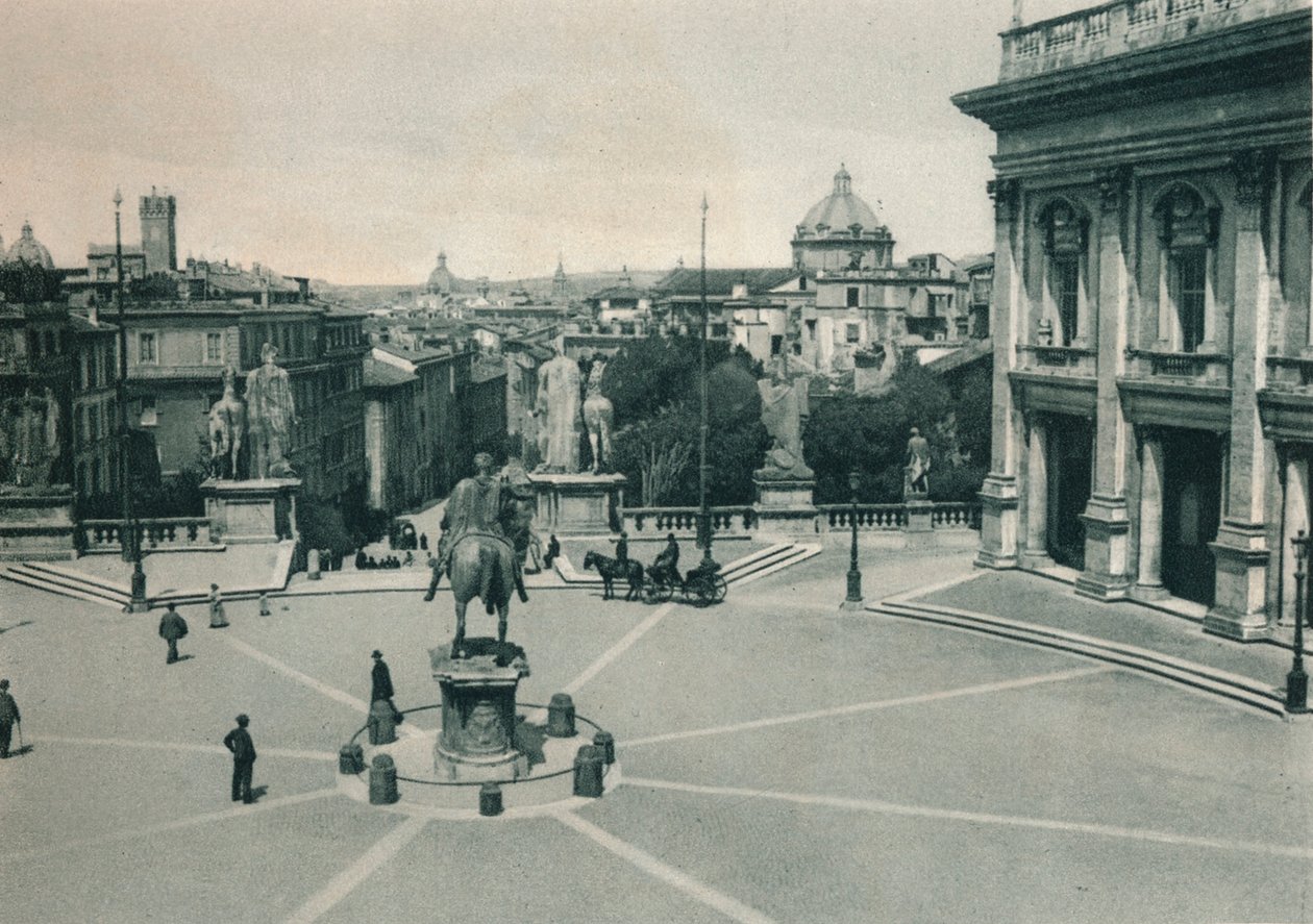 Piazza del Campidoglio मार्कस ऑरेलियस, रोम, इटली, 1927 की प्रतिमा के साथ द्वारा यूजेन पोपेल