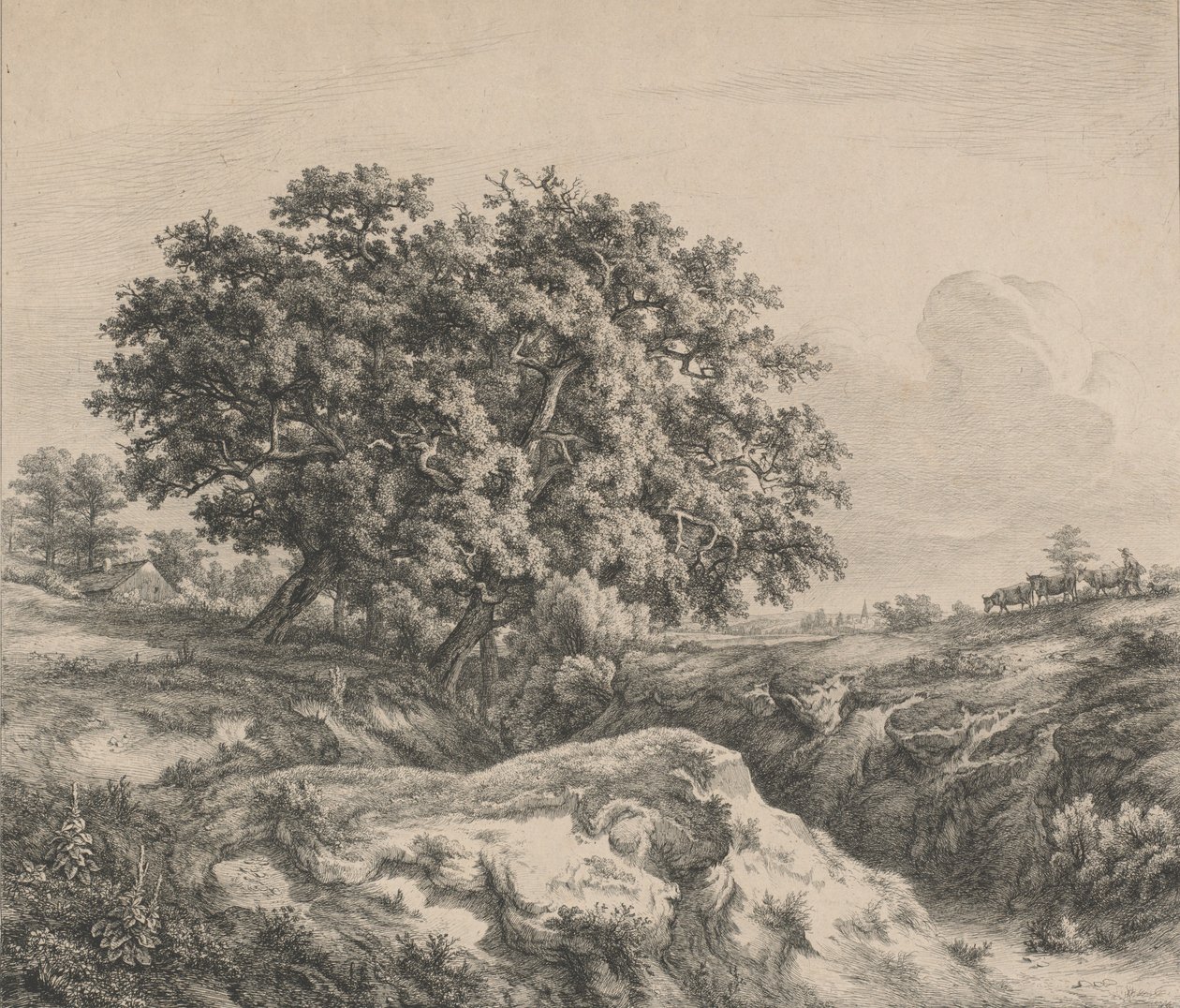 ओक ट्री बाय ए रेविन, 1845। द्वारा यूजीन ब्लेरी