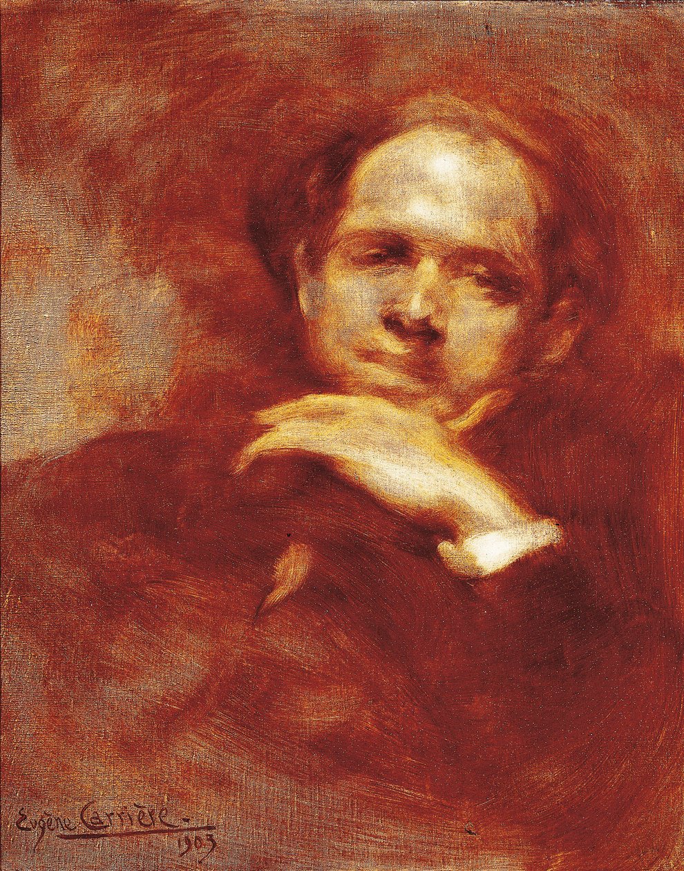 पाऊ कैसल्स, सेलिस्ट, कंडक्टर और स्पैनिश संगीतकार (1876-1973) 1903 (कैनवास पर तेल) का पोर्ट्रेट द्वारा यूजीन कैरिअर