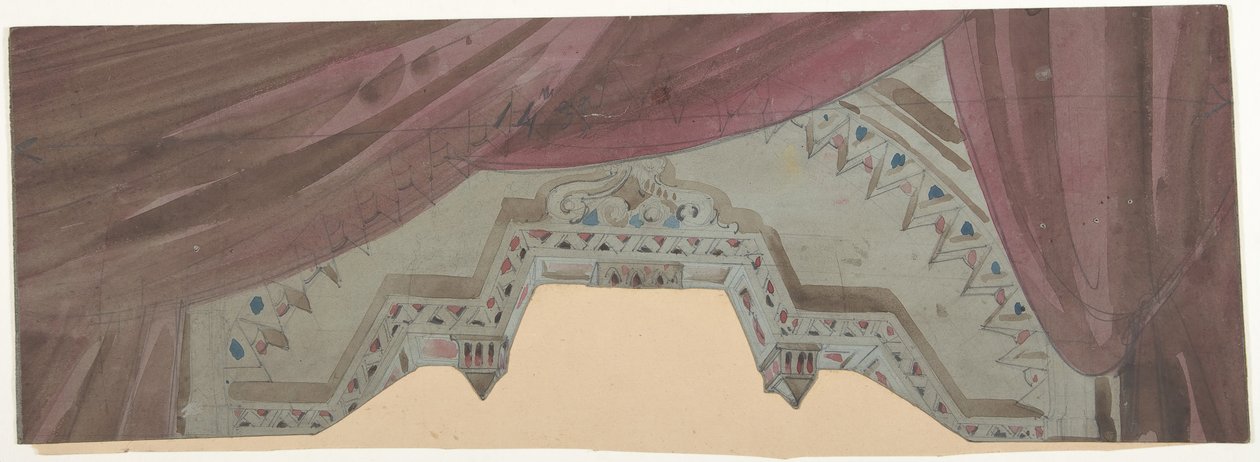 ओपेरा, पेरिस, 1830-90 में एक स्टेज सेट के लिए डिज़ाइन। द्वारा यूजीन सिसेरी