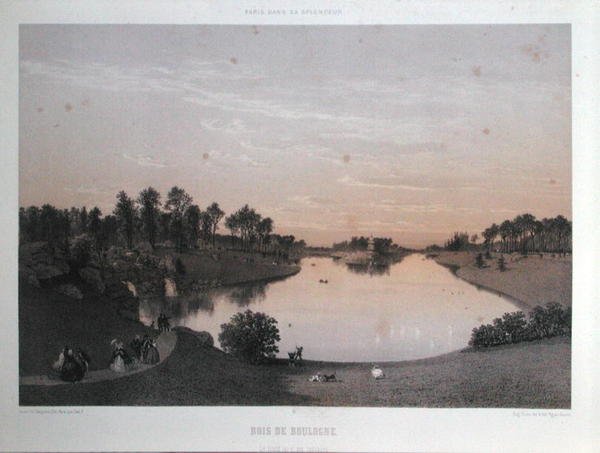'पेरिस इन इट्स स्प्लेंडर' से बोइस डी बोलोग्ने, c.1860 (लिथो) द्वारा यूजीन सिसेरी
