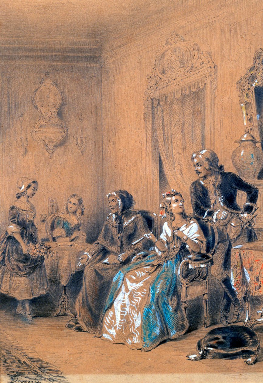 इंडोर सीन, c1815-1865 द्वारा यूजीन डेवेरिया