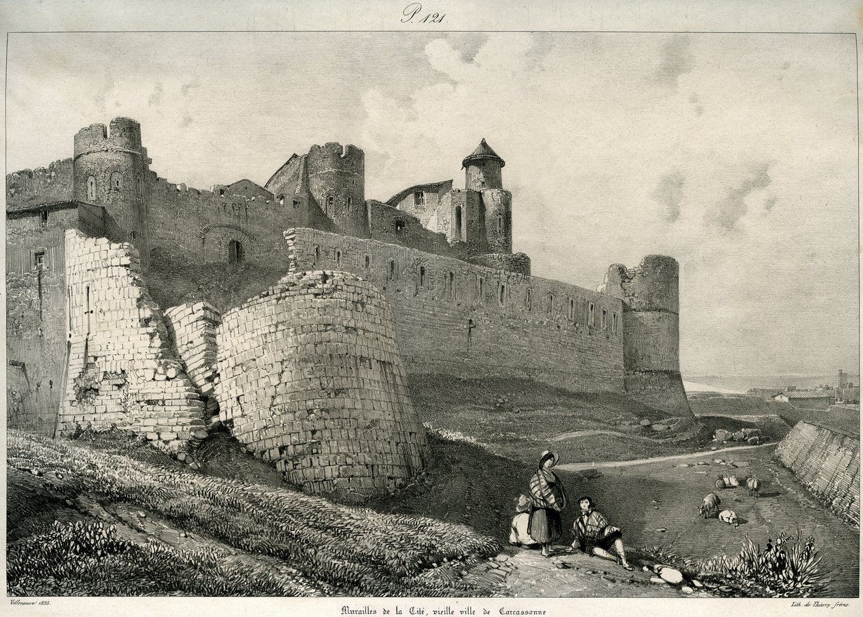Carcassonne, शहर की दीवारें, बुरी तरह से क्षतिग्रस्त द्वारा यूजीन इमैनुएल वायलेट ले डुको