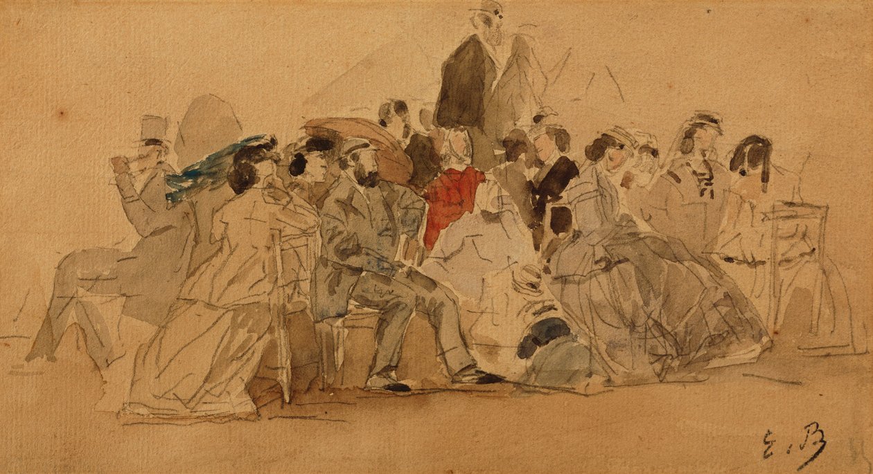 समुद्र तट पर दोपहर, c.1865 द्वारा यूजीन लुई बौडिन