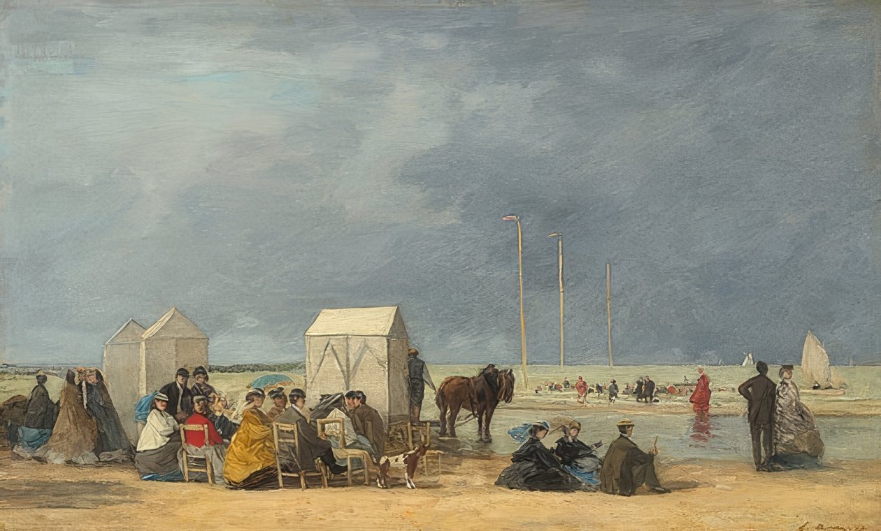 Deauville में समुद्र तट पर। 1865 द्वारा यूजीन लुई बौडिन