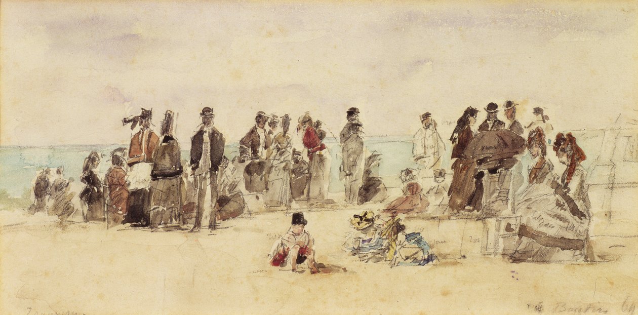 बीच दृश्य, 1864 (कागज पर कलम और स्याही और wc) द्वारा यूजीन लुई बौडिन