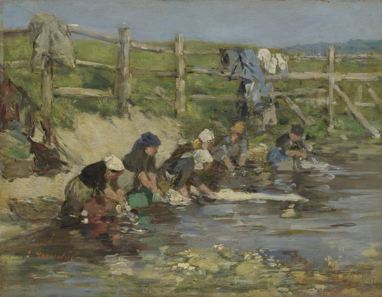 एक स्ट्रीम द्वारा Laundresses, ca. 1886-1890 द्वारा यूजीन लुई बौडिन
