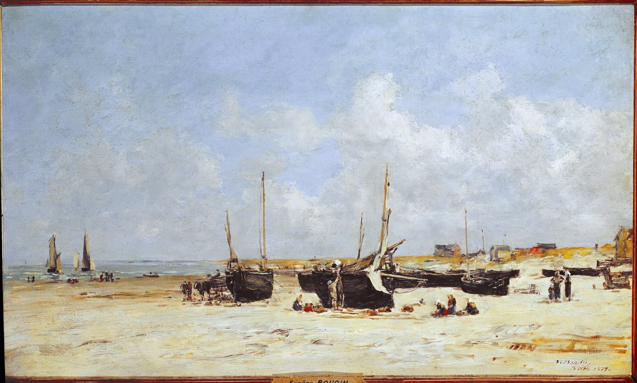बर्क के समुद्र तट पर, Pas-de-Calais (कैनवास पर तेल द्वारा यूजीन लुई बौडिन