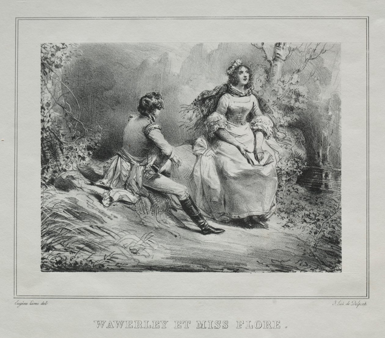स्कॉटलैंड के सुरम्य दृश्य: वेवरली और मिस फ्लोरा, 1825-1828। द्वारा यूजीन लुई लामिया