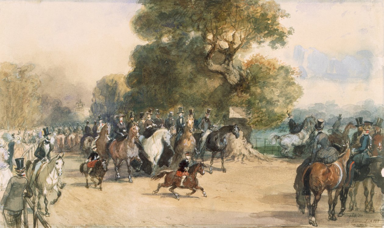 हाइड पार्क में दृश्य, c1850s। द्वारा यूजीन लुई लामिया