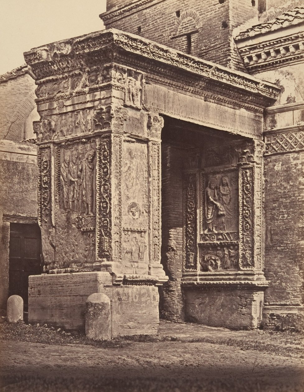 1848-52 में सैन जियोर्जियो अल वेलाब्रो के चर्च के खिलाफ झुकते हुए अर्जेंटीना का आर्क। द्वारा यूजीन कांस्टेंट