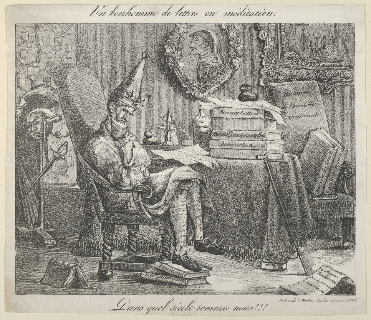ए लिटरेरी फेलो मेडिटेटिंग, 1821., 1821। द्वारा यूजीन डेलाक्रोइक्स