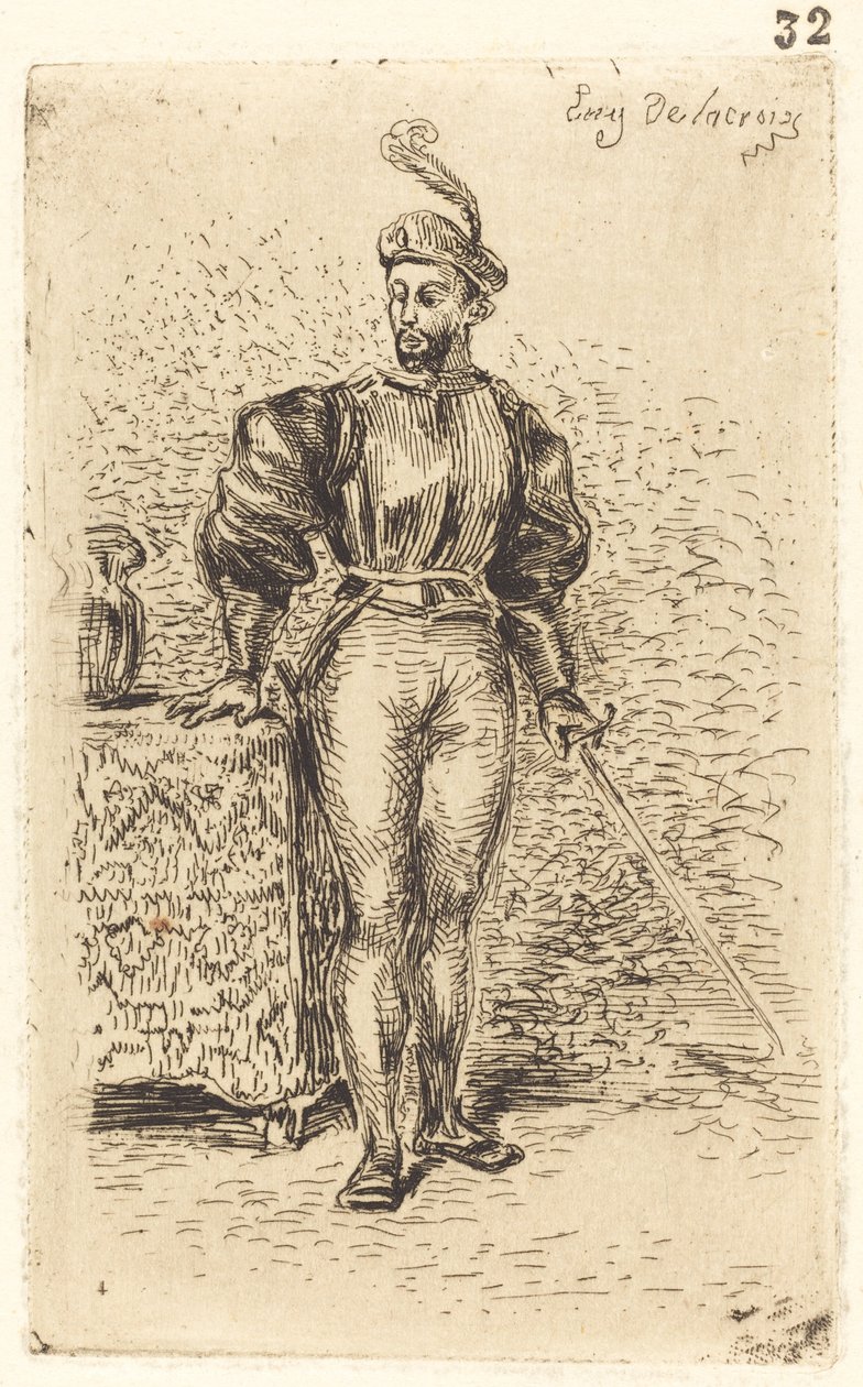 ए मैन विद वेपन्स अन होमे डी'आर्म्स, 1833। द्वारा यूजीन डेलाक्रोइक्स