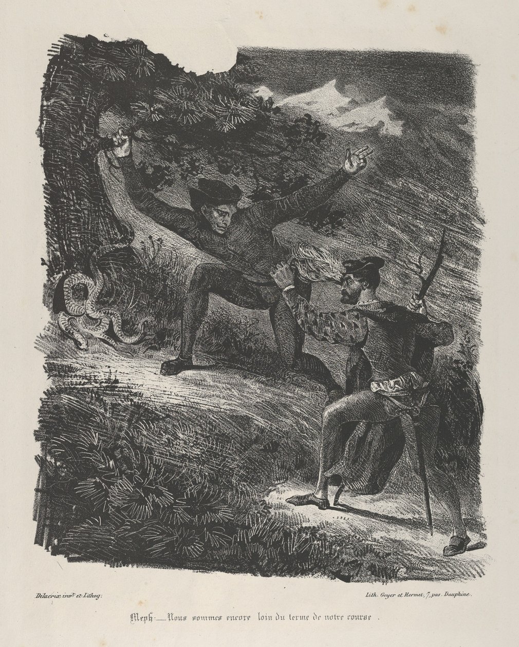 फाउस्ट एंड मेफिस्टोफेल्स इन द हर्ट्ज माउंटेन्स गोएथे, फॉस्ट, 1825-27., 1825-27। द्वारा यूजीन डेलाक्रोइक्स