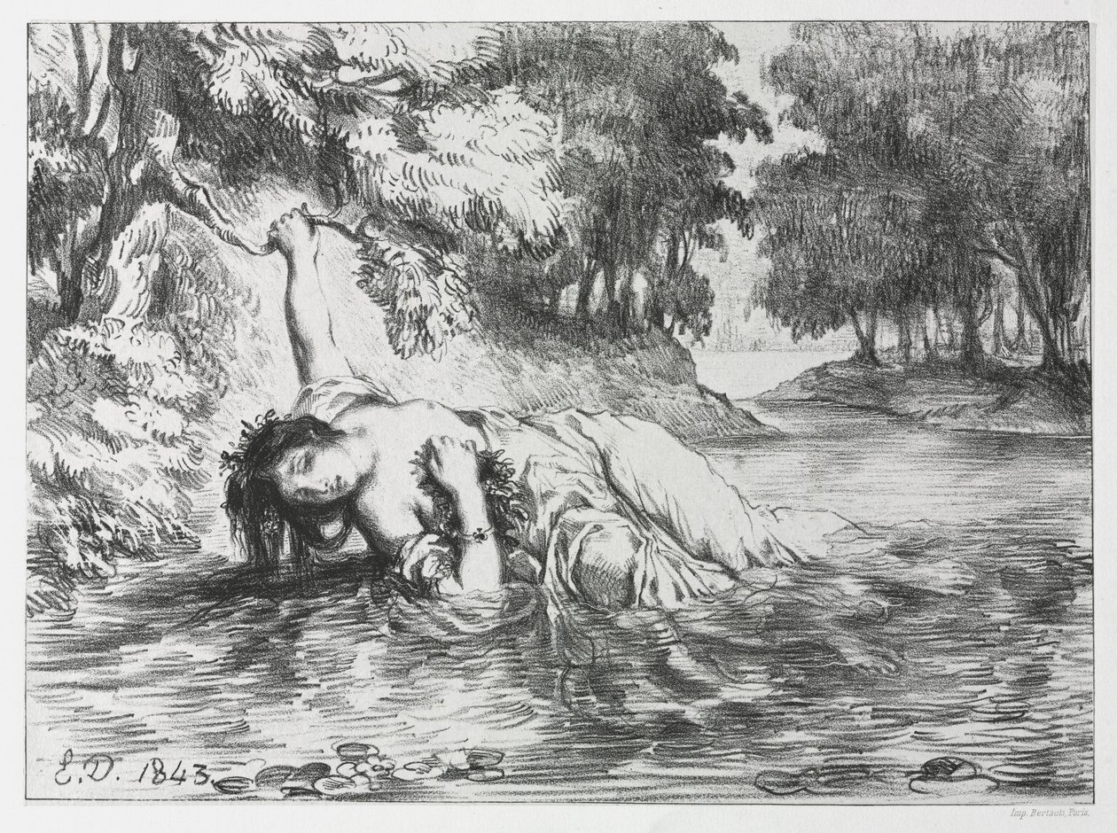 हेमलेट: द डेथ ऑफ ओफेलिया, 1843। द्वारा यूजीन डेलाक्रोइक्स