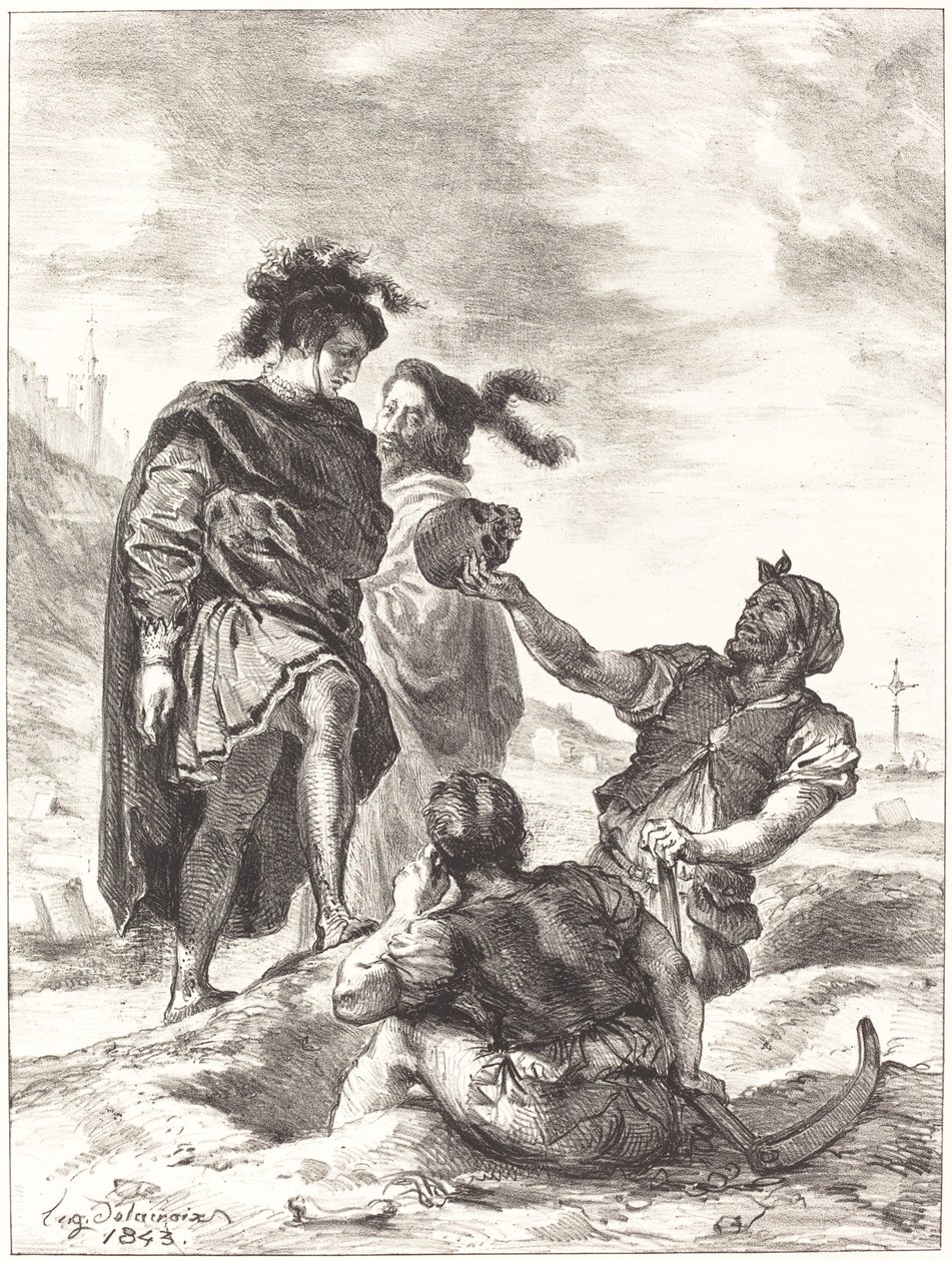 ग्रेवडिगर एक्ट वी, सीन I, 1843 से पहले हेमलेट और होरेशियो। द्वारा यूजीन डेलाक्रोइक्स